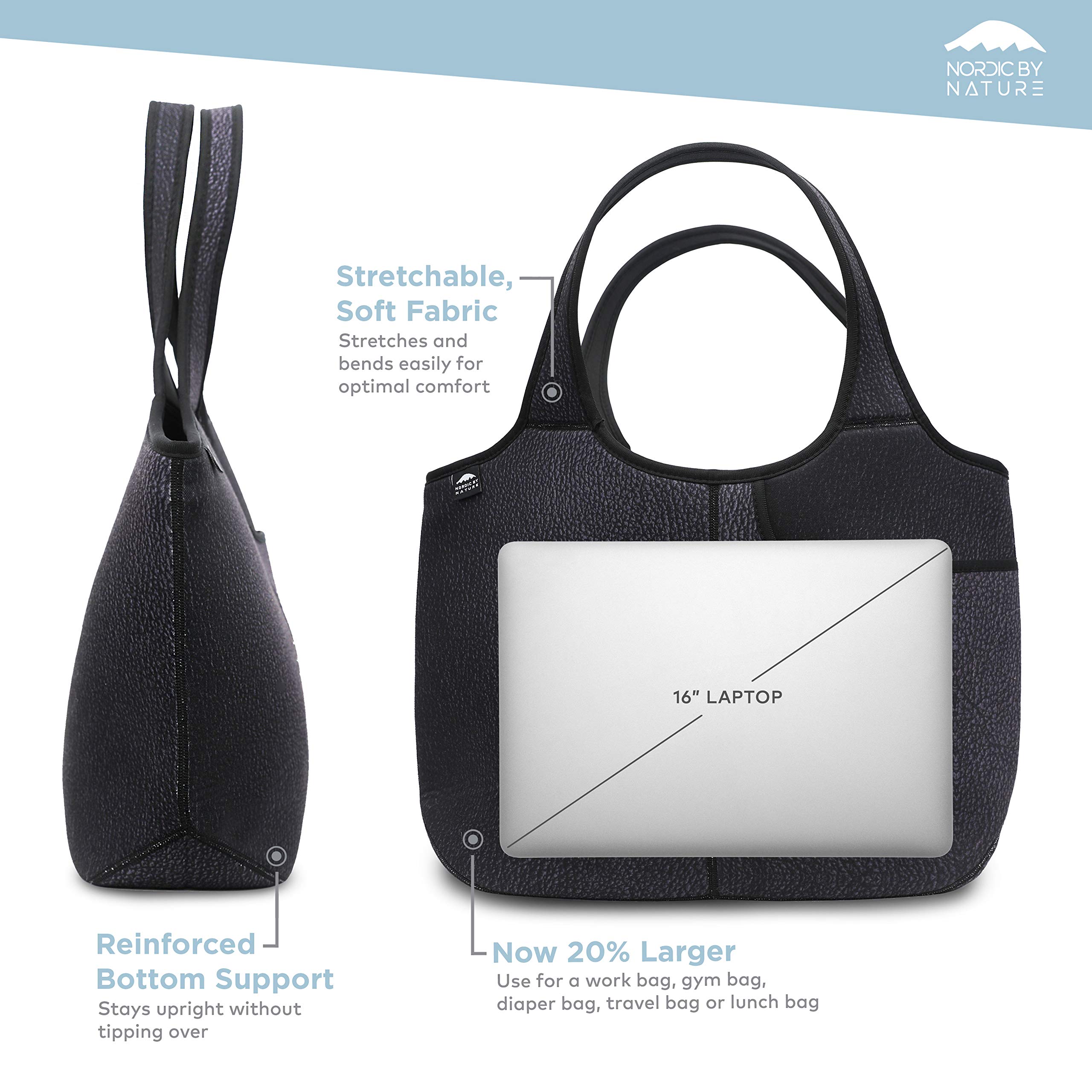 Women's Soft Tote Shoulder Bag Neoprene Handbag Laptop Computer Travel Bag Purse (Faux Leather Print)