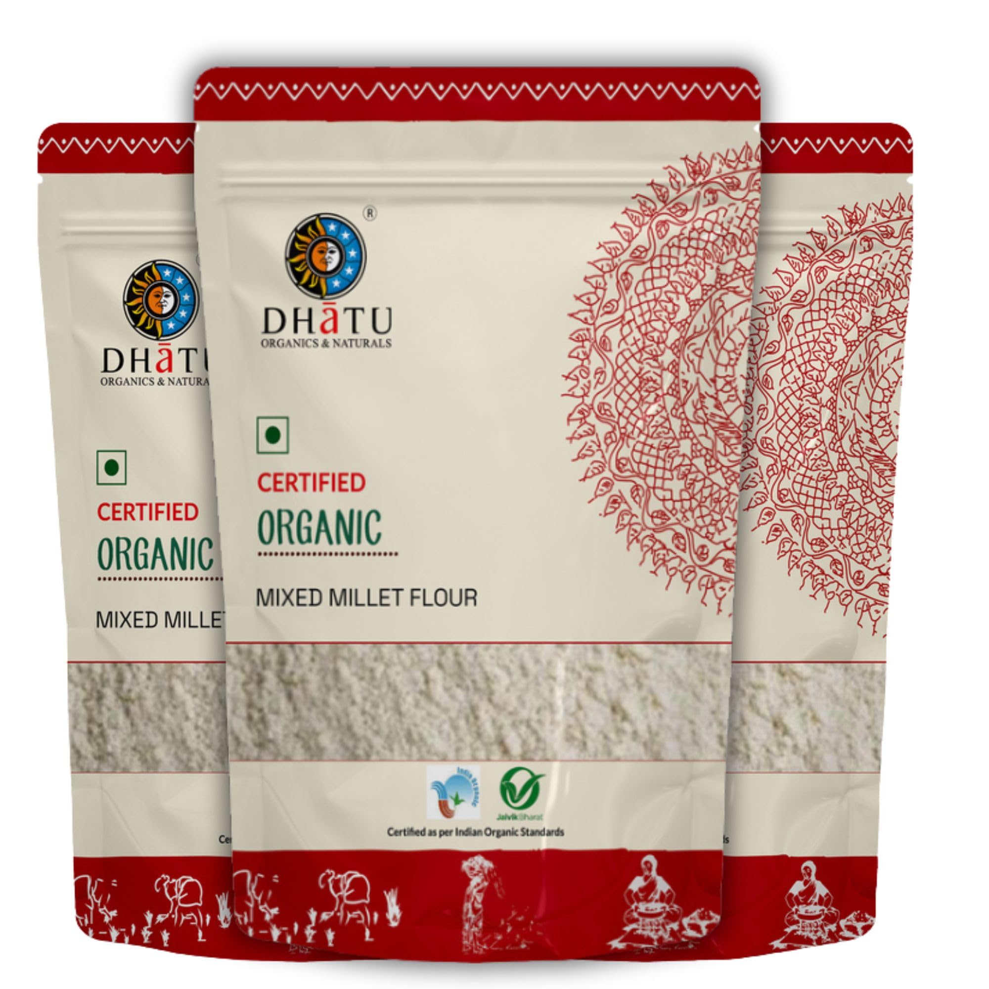Dhatu Organics Mixed Millet Flour, 500g (Pack of 3)