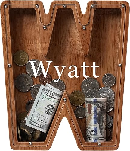 Vista 160 de Alcancía para niños y niñas, alcancía de madera con letra grande del alfabeto con inicial C, banco de monedas, regalos divertidos para cumpleaños