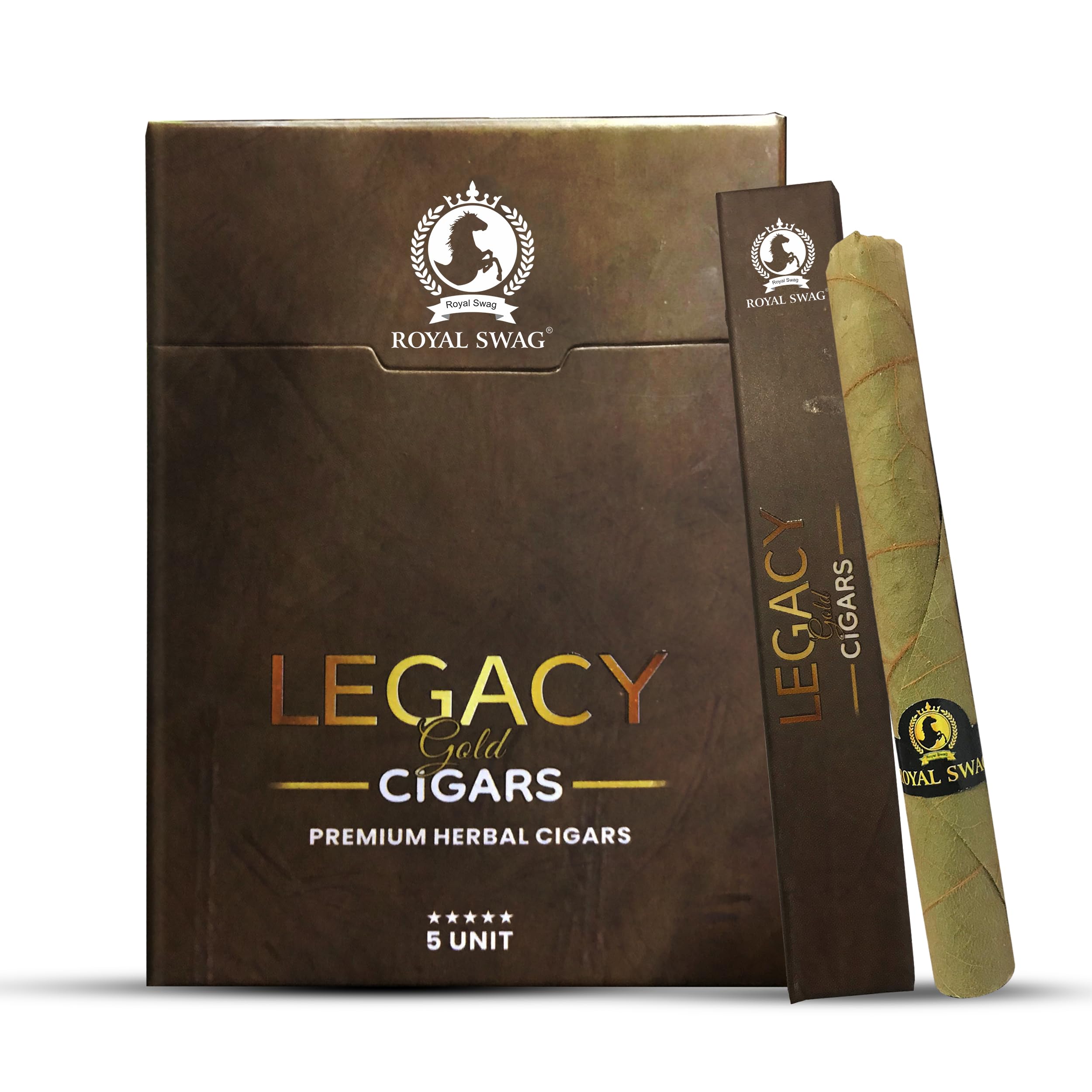 Premium Herbal Cigars Full Size 95.0 mm With Corn Husk Filter 100% Tobacco Free and Nicotine Free - Pack of 1(5 Sticks) Organic and Natural, Packed Alternatively | Made In India