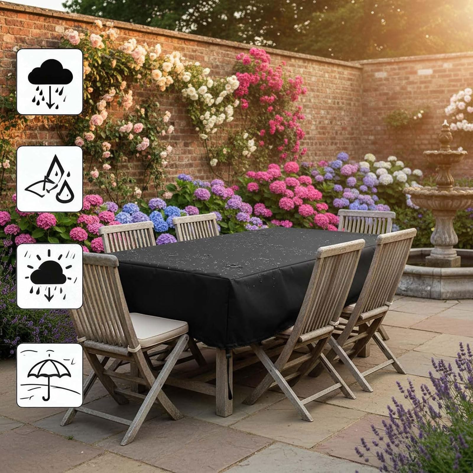 Generico Copertura per Mobili da Giardino 420D, Impermeabile Antivento Rettangolare per Divano Modulare e Tavolo, Protezione Antipolvere in Tessuto Oxford (A 200x160x70cm)