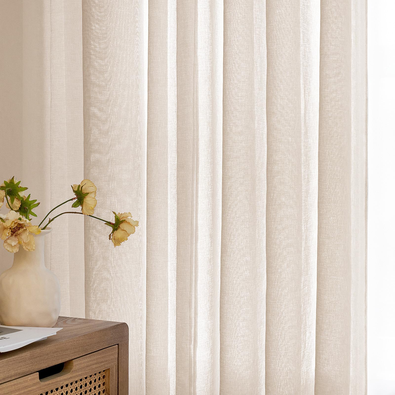 2 Tende Trasparenti In Voile Con Occhielli | 140x280cm Bianco - EMEMA - Foto 11