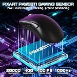 ATTACK SHARK V3 PRO Ultraléger sans fil 62g Esports Souris de jeu-Black RGB Dock de charge magnétique,1K Polling-25K DPI-PAW3311 Capteur Wired/BT/2.4Ghz programmable,BK52820 IC pour PC Jeu d'ordinateur portable Mac