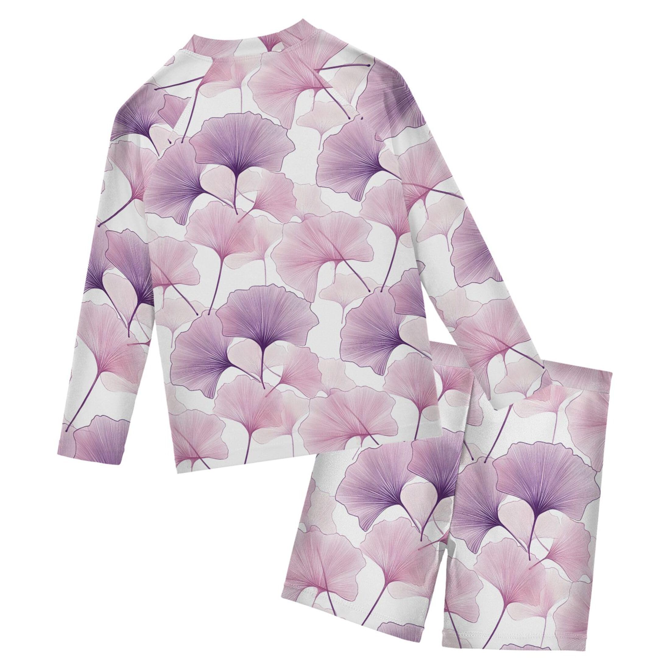 Ginkgo Purple Baby Boys' Toddler Long Sleeved Rashguard Swim Bathing Suit Set B0403528
