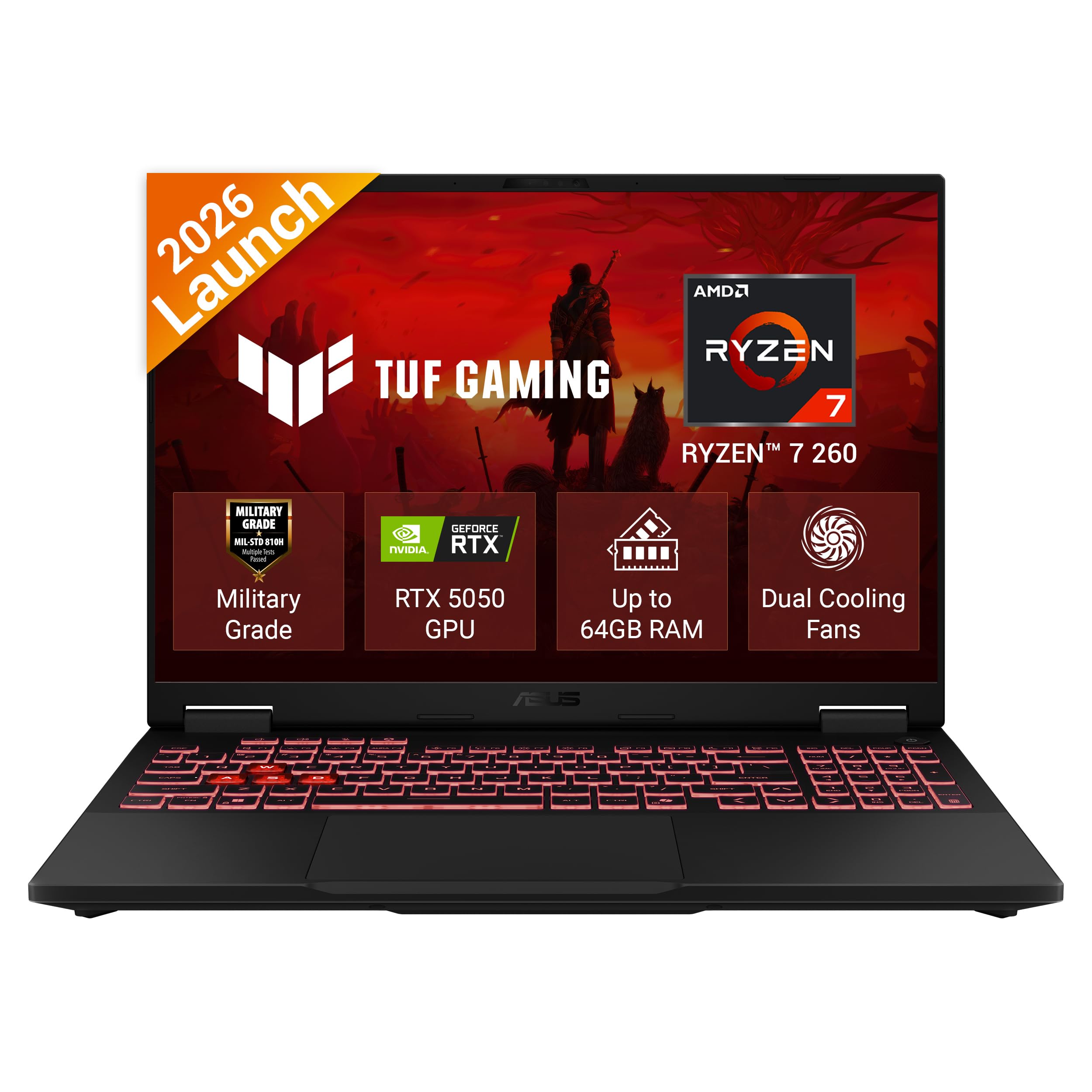 ASUS TUF A16 (2026),AMD Ryzen 7 260 Processor,RTX 5050-8GB,16GB RAM (Upgradeable),512GB SSD,FHD+,16"(40 cm),Windows 11,M365 Basic(1 Year),Office 2024,Jaeger Gray,2.2 Kg,FA608UHI-TU238WS,Gaming Laptop-image-48