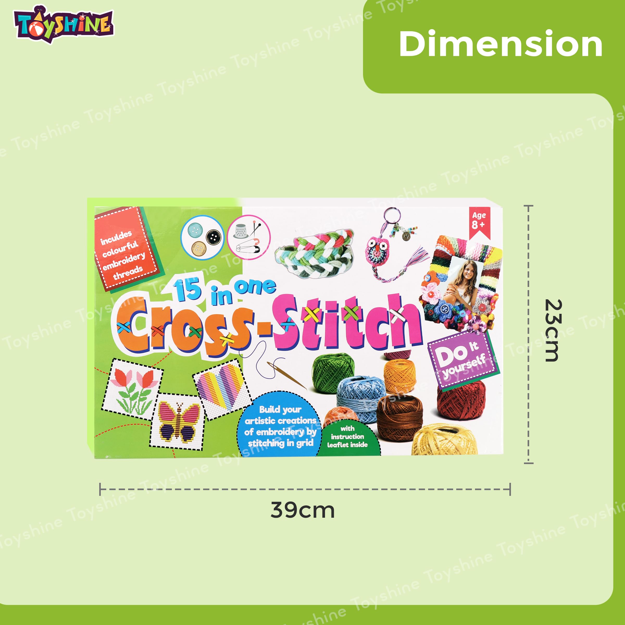 Toyshine Cross Stitch 15 in 1 Craft Embroidery Kit Stitching Game Make Your Own Cross Stitch Bag | Keychain & Photo Frame DIY Skill Development Art and Craft Kit, Birthday Gifts Toys for Girls Age 8+ - Image 5 thumbnail