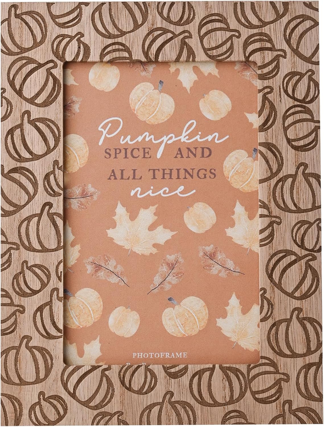 Widdop and Co. - Country Living - 'Pumpkin Spice & All Things Nice' Self Standing Photo Frame 4" x 6" - Pumpkin Autumn Home Décor Single Aperture Living Room, Kitchen or Bedroom. H: 20cm x W: 21.5cm.
