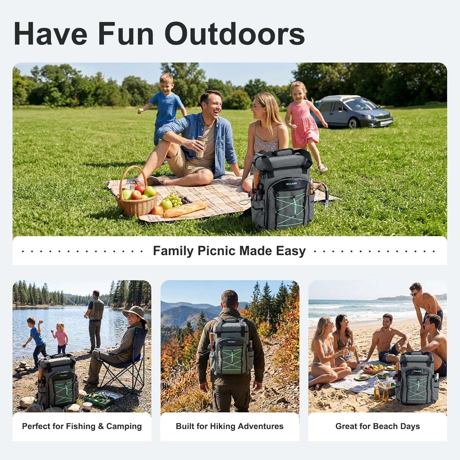 Backpack Coolers Insulated Leak Proof 35cans Soft Insulated Cooler Backpack for Women Men 12 Hours Cooling for Camping Hiking Beach Picnic