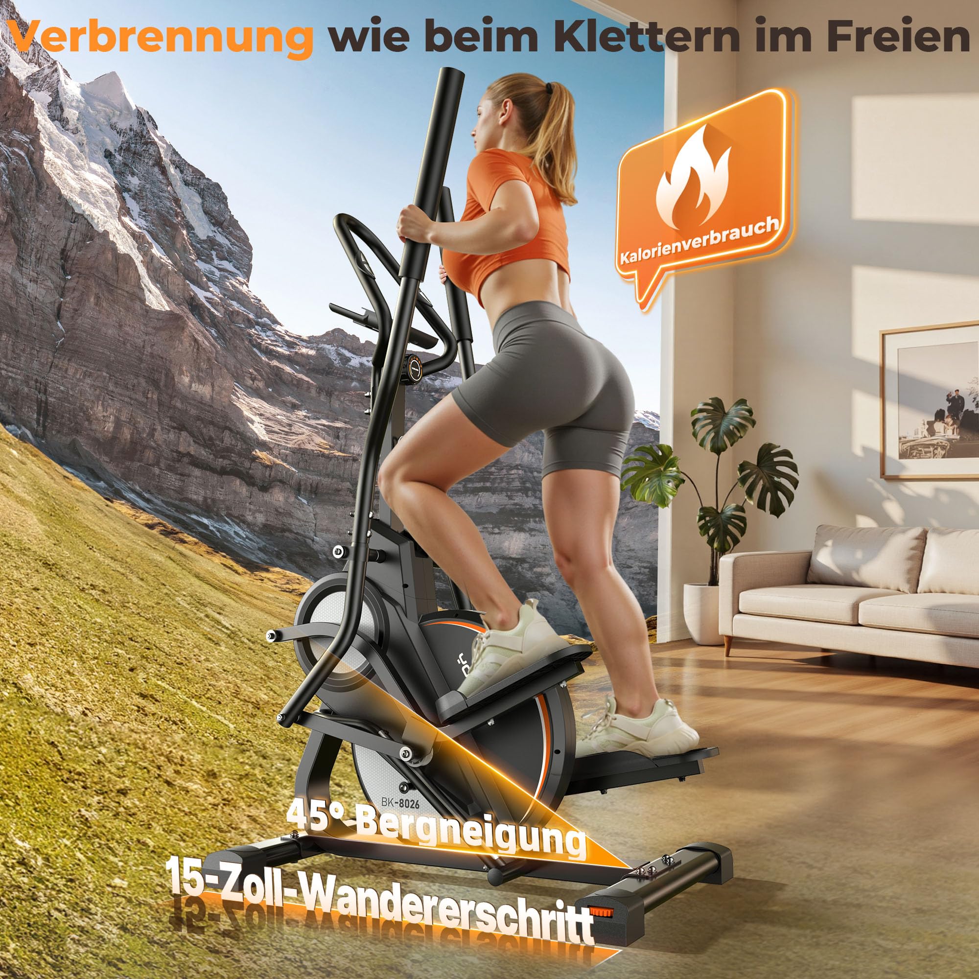 YOSUDA Crosstrainer 3-in-1 Ellipsentrainer Stepper Stairmaster 16 Widerstandsstufen 8kg Schwungrad Magnetisch