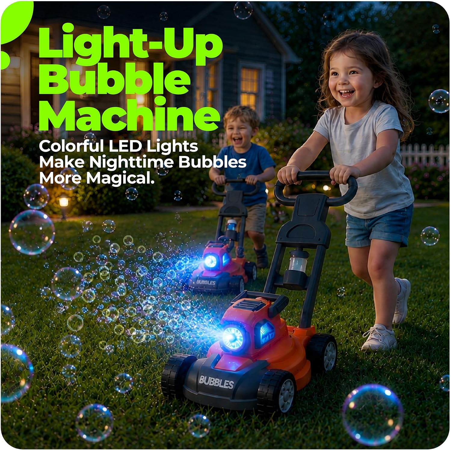 Kids Bubble Lawn Mower, Suitable for Ages 3-8, 3-in-1 Bubble Machine, Anti-Overflow Bubble Toy,Outdoor Push Toy for Toddler Boys & Girls,Summer Gardening Toy, Perfect for Birthday Gifts