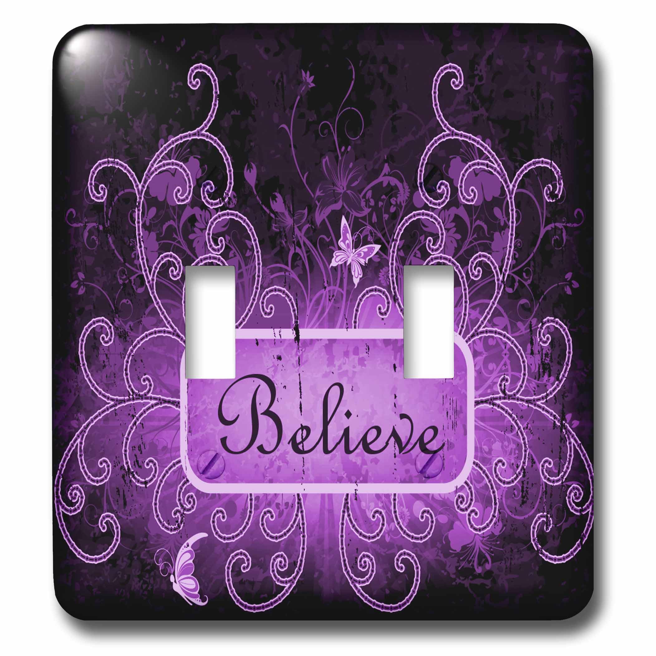 Interruptor doble de pared placa de plastico decorativa 3dRose con mariposas y texto motivacional