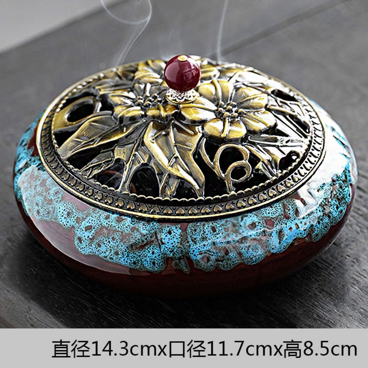 大号炉香炉 Incense Holder,家用室内盘托 Ceramic Incense Holder 陶瓷线香 Buddha Incense 插架-11365