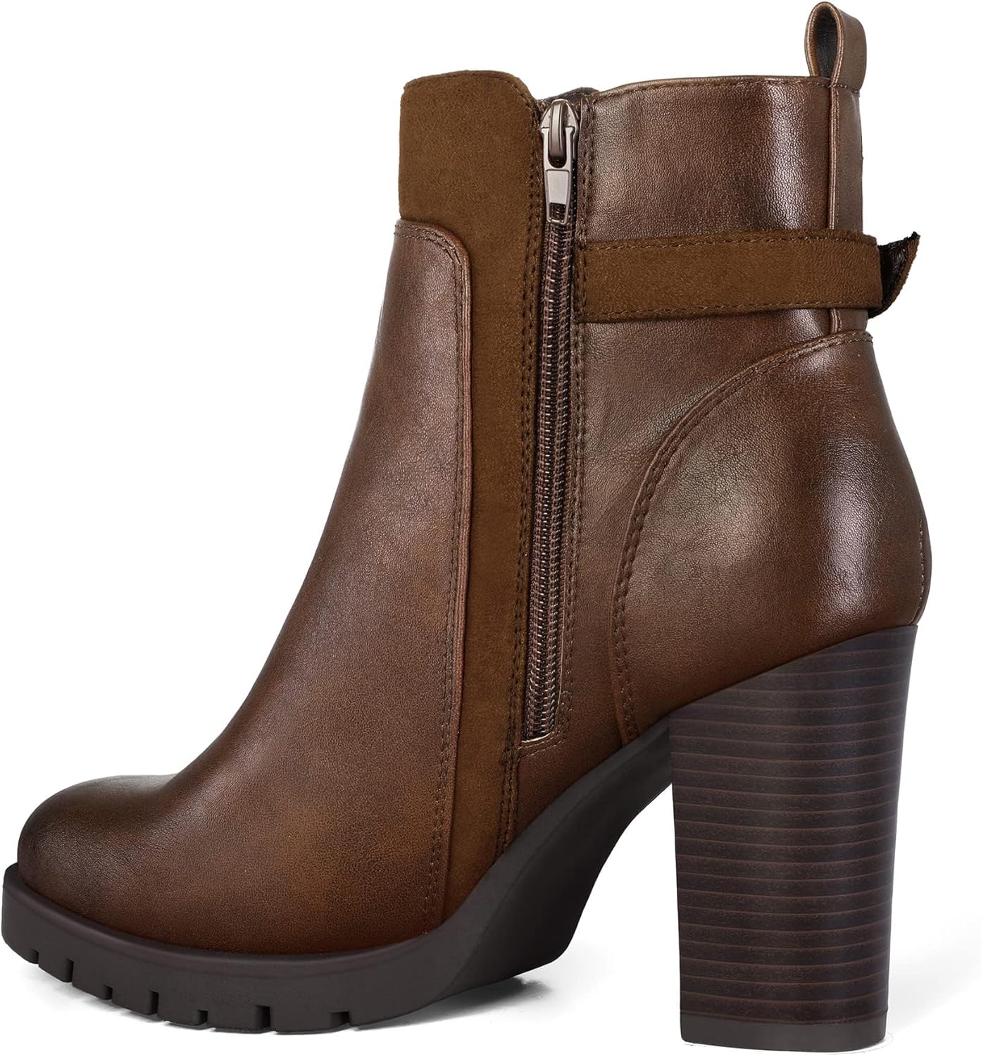 mysoft Women's Ankle Boots Chunky Stacked Heel Zipper Booties - Available in Wide Sizes - Image 4