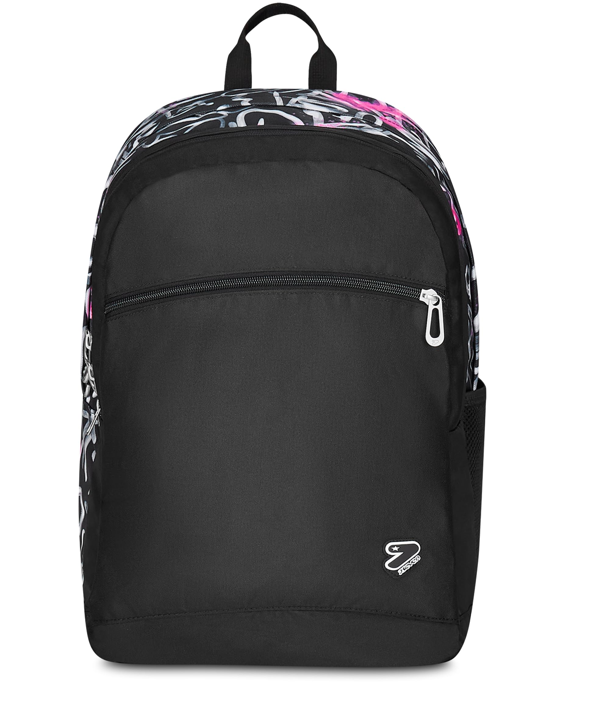 Seven Zaino Scuola Pro XXL Detach con Cuffie Wireless, Nero Fucsia, Tasca Interna Porta PC e Tasca Laterale per Borraccia, 33 L, Scuola Media e Superiore, Zaino Ragazza