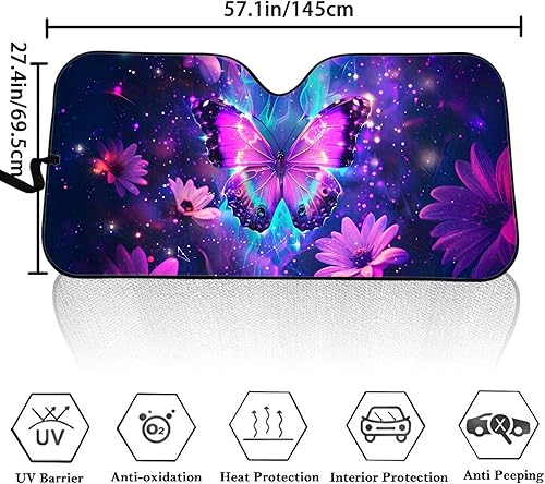 Vista 5 de Clohomin - Parasol para parabrisas de coche, bloquea los rayos UV, protector de visera, parasol para mantener tu vehículo fresco, ajuste universal