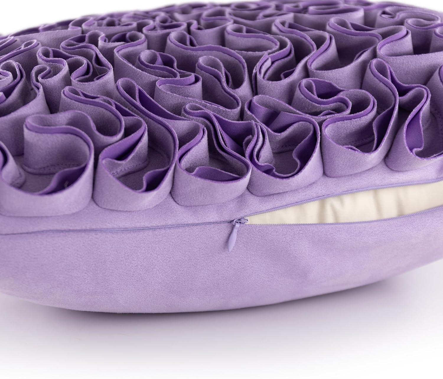 Purple Velvet Decorative Pillow Cover 18x18Inch Handmade Stereo Ruffled Flower Throw Pillow Case Soft Luxury Floral Accent Cushion Case for Couch Bed Modern Farmhouse Home Decor Lavender
