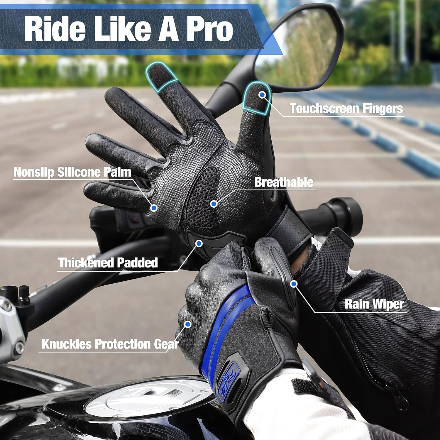 COFIT Motorcycle Gloves Breathable, Touchscreen Motorbike Gloves Anti-slip with Good Grip Hard Knuckles Protection for Men Women Motocross, BMX ATV MTB Cycling, Road Racing - Red XL : Automotive