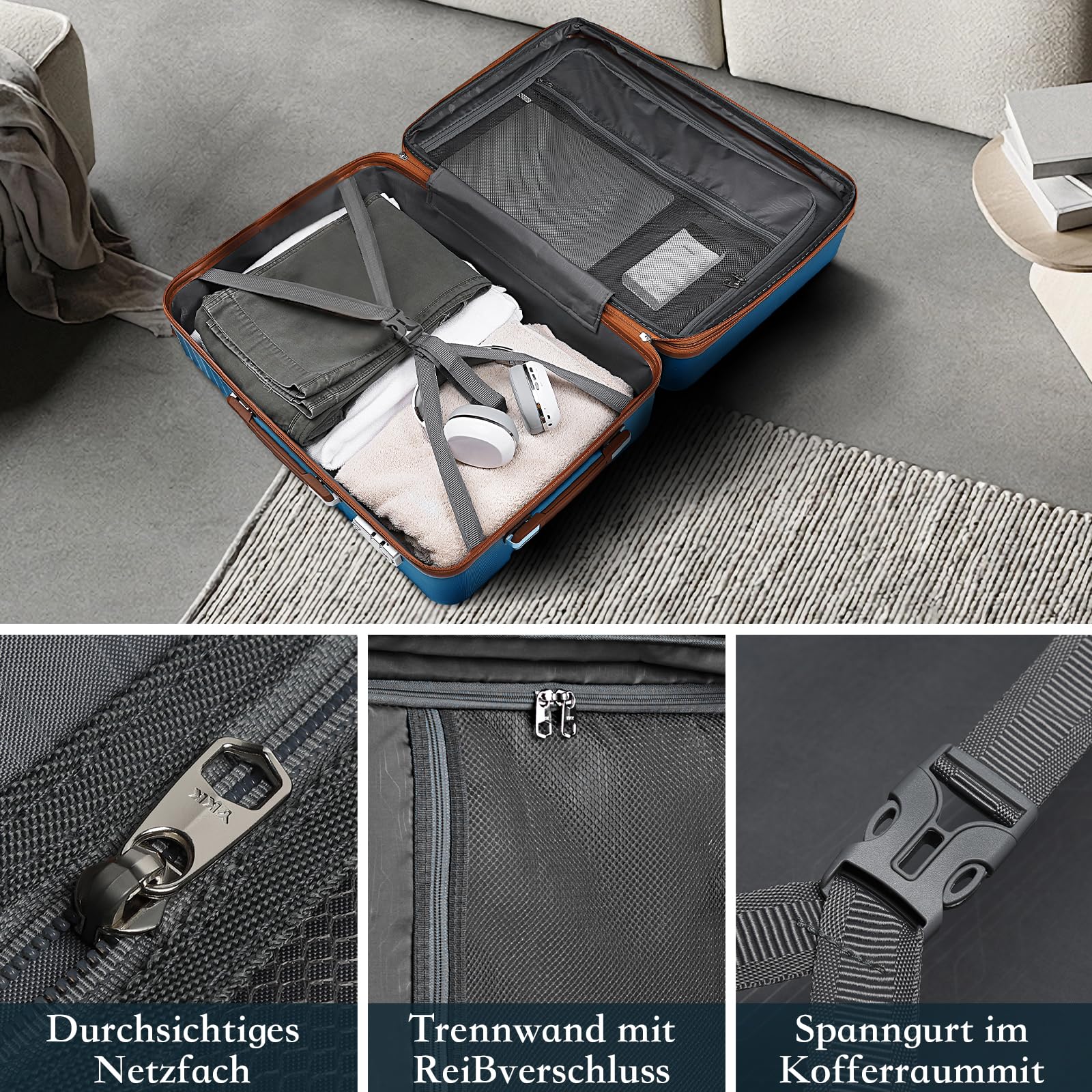 Joyway Ensemble de Valises Rigide 5 Pièces, Serrure TSA, roulettes 360° | Valises 55/65 cm extensibles, sac de voyage, nécessaire de toilette, valises emboîtables, fermetures YKK