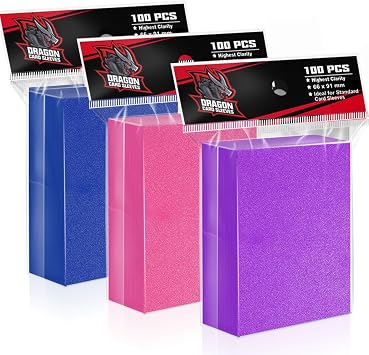 Ticaret Kartlar  i in 300PS Kart Kollu  stten Y kleyici Mavi ve Mor ve Pembe, Penny Kart Kollu, Standart Kartlar i in Plastik Kart Koruyucu Beyzbol, Spor Kartlar , Mtg Kartlar  i in Uygun