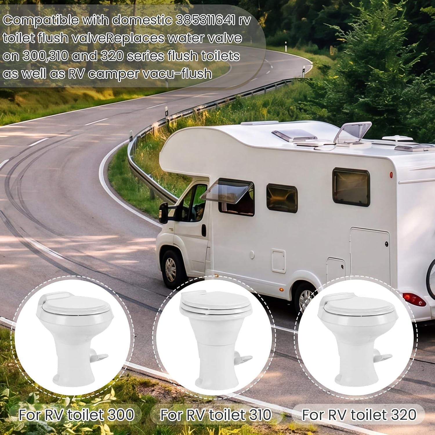 4 Set Rv Toilet Valve Replacement Kit Compatible with Dometic 300 301 310 311 320 321 Pedal-Flush Toilets Rv Toilet Parts Compatible with 385311641 385311658 Flush Ball Seal
