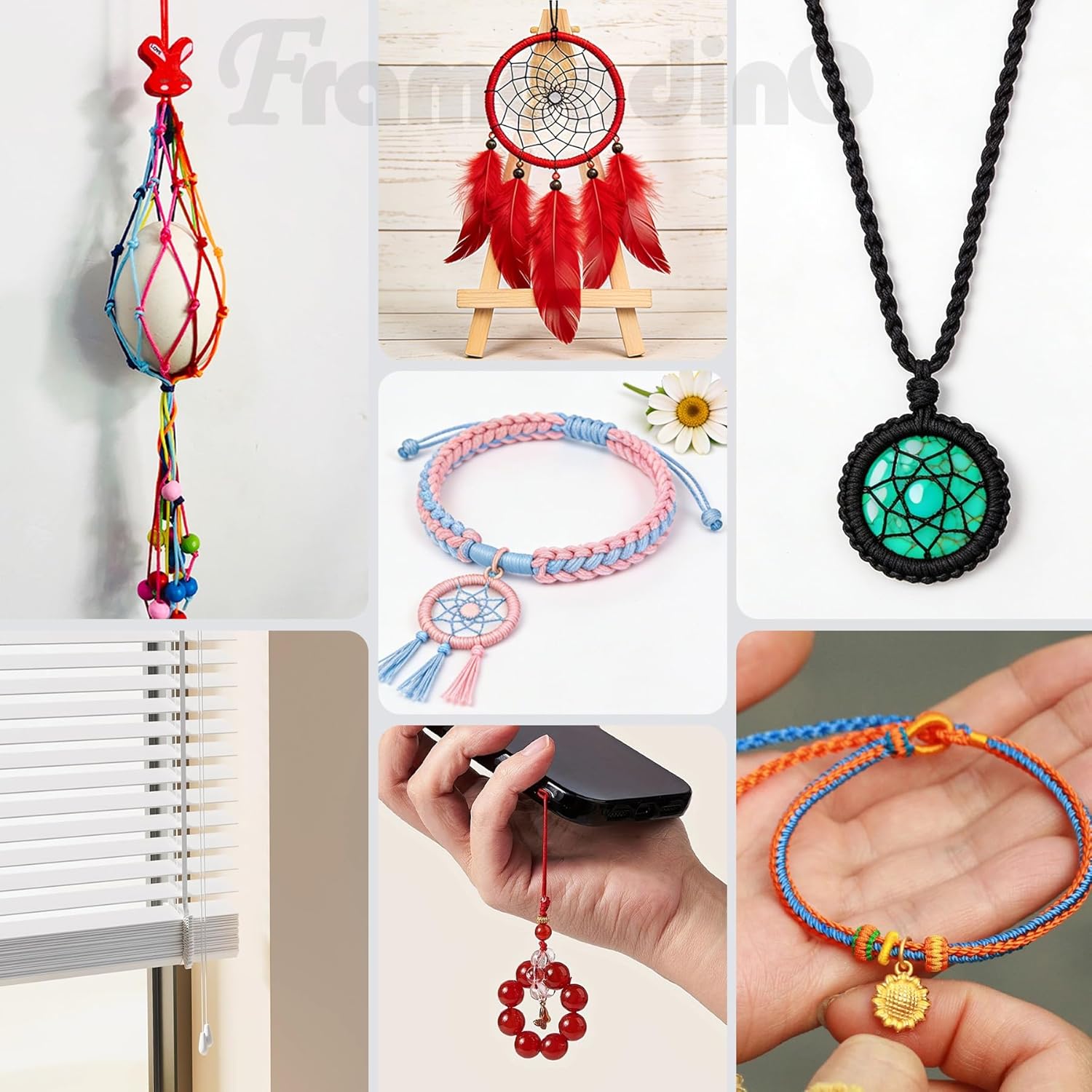 Framendino, 27 Pack 1mm Nylon Beading String Chinese Knotting Cord Trim Cords Macrame Thread Braided for Friendship Bracelets Necklace Jewelry Making (27 Colors, 675 Yards) - Image 4