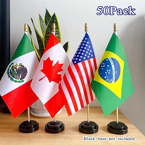 Miniatura 5 de LZXING Banderas pequeñas de 50 países del norte del sur centroamericano, pequeñas banderas latinoamericanas del Caribe latino en palo de madera, 5 x