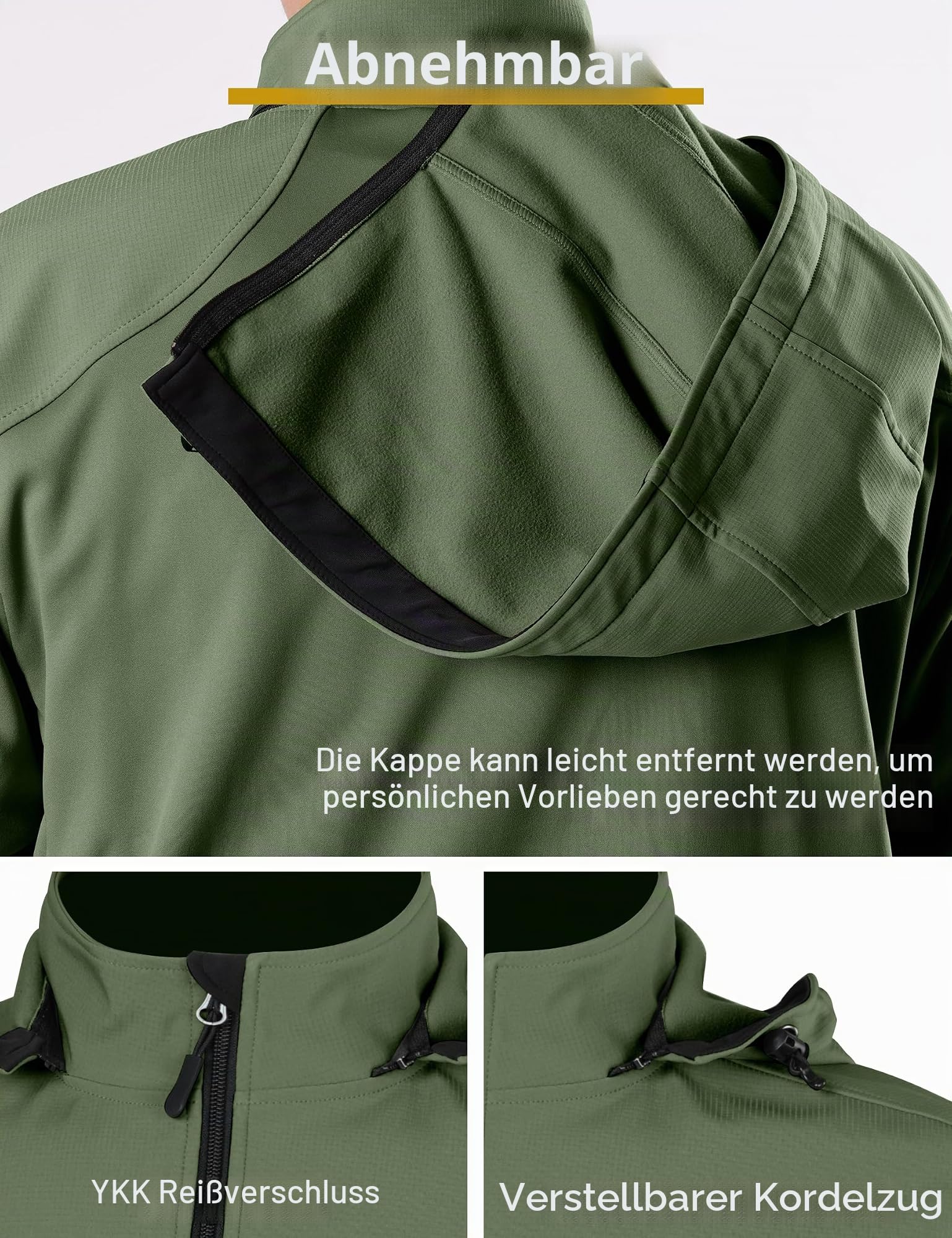 INBIKE Fahrradjacke Herren Winter Wasserdicht Winnddicht Warme Fleece Gefütterte Softshelljacke mit Kapuze Abnehmbar für Outdoor-Aktivitäten wie Radfahren Klettern Wandern ICM7105