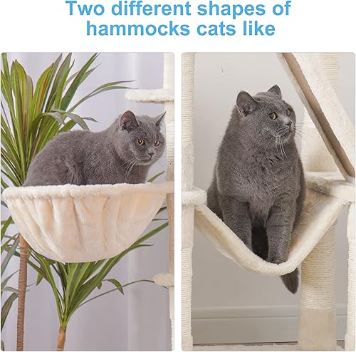 Miniatura 5 de Hey-brother Árbol para gatos, torre para gatos de 61 pulgadas para gatos de interior, casa para gatos con cama de plataforma acolchada, bolas de