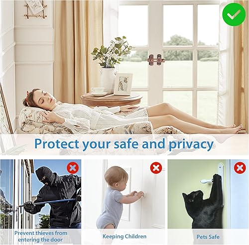 Miniatura 15 de Alise Cerradura de puerta de 4 pulgadas, cerradura de puerta de seguridad para valla de madera de granero, puertas francesas deslizantes, accesorios