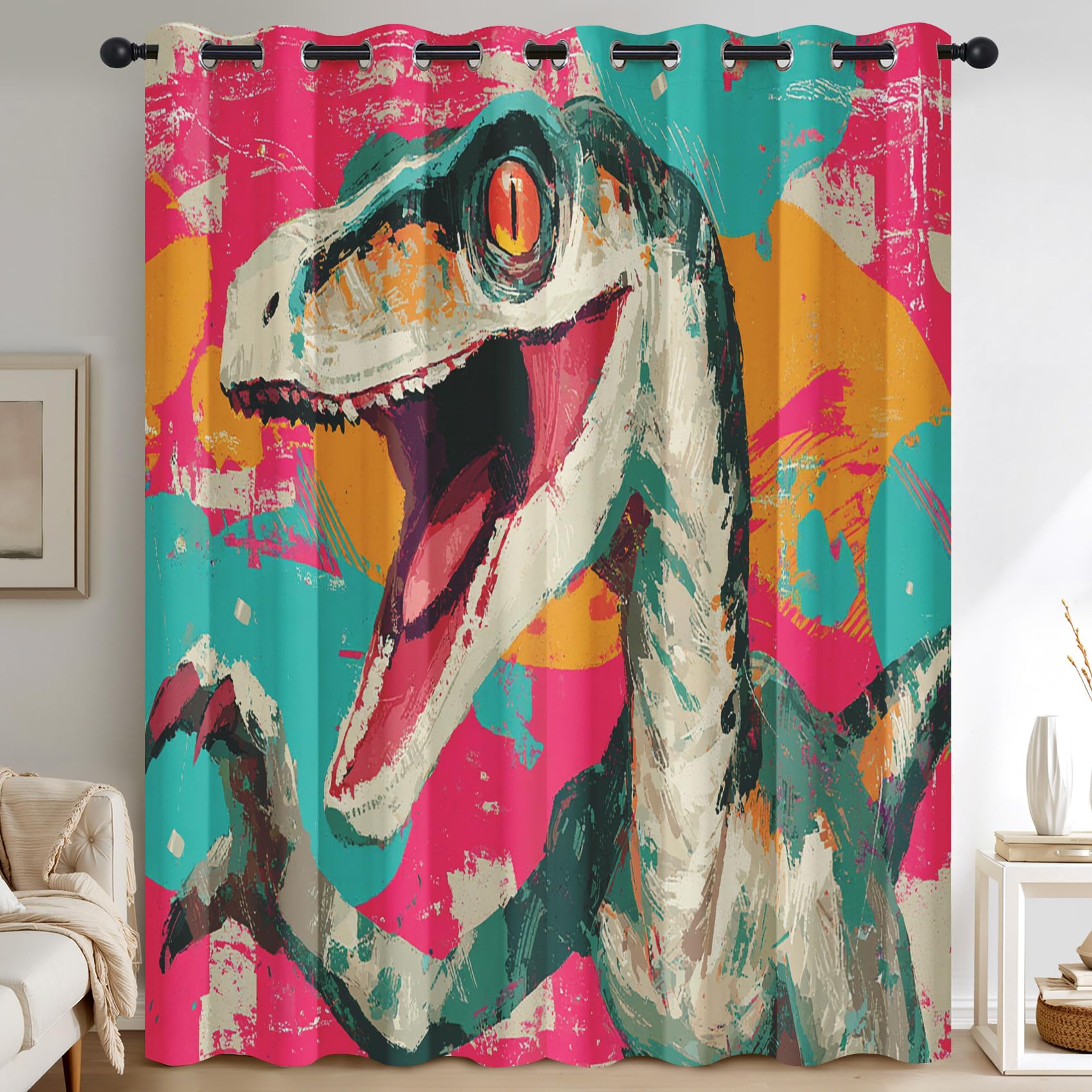 Générique Rideau Occultant Dinosaure Drôle, 75x166 cm (LxH)