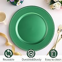 Vista 25 de Gerrii 12 Pcs Metallic Bead Charger Plates 13 Inch Plastic Round Plates Bulk Wedding Beaded Chargers for Table Party Event Decoration(Gold)