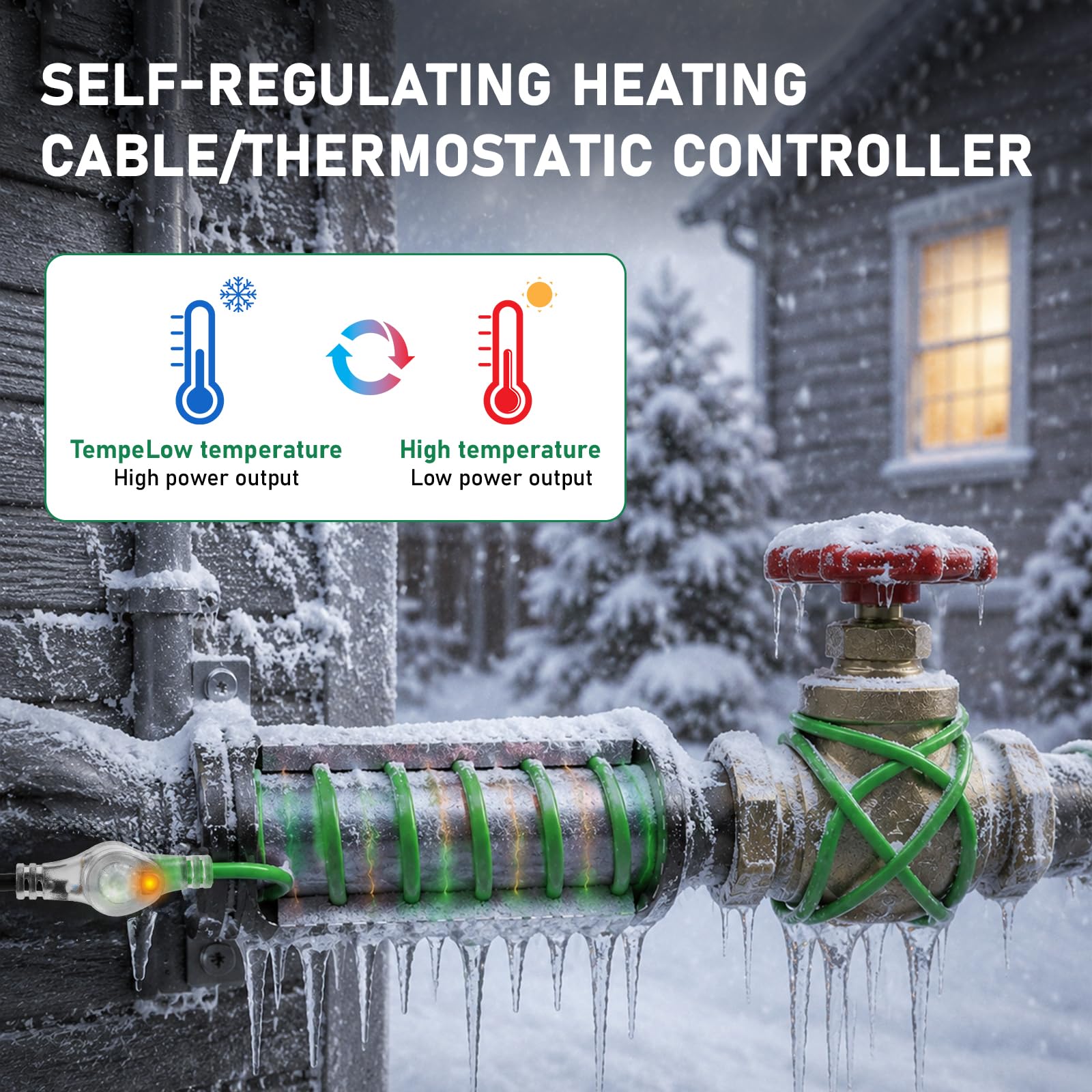 CPROSP 18 m Frostschutz Heizkabel mit Thermostat, für Wasserleitungen