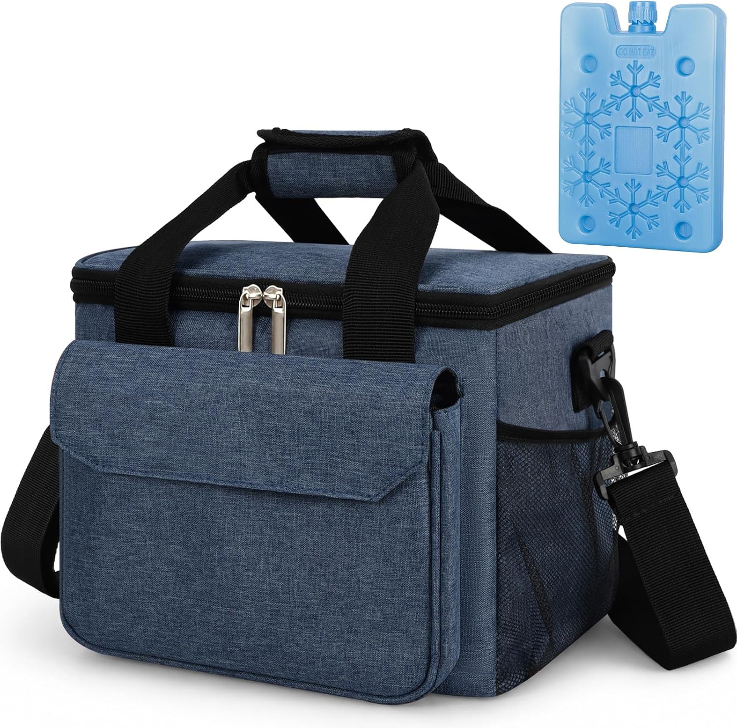 BERTASCHE Lunch Bag for Men Women,10L Lunch Box with Ice Pack,Black