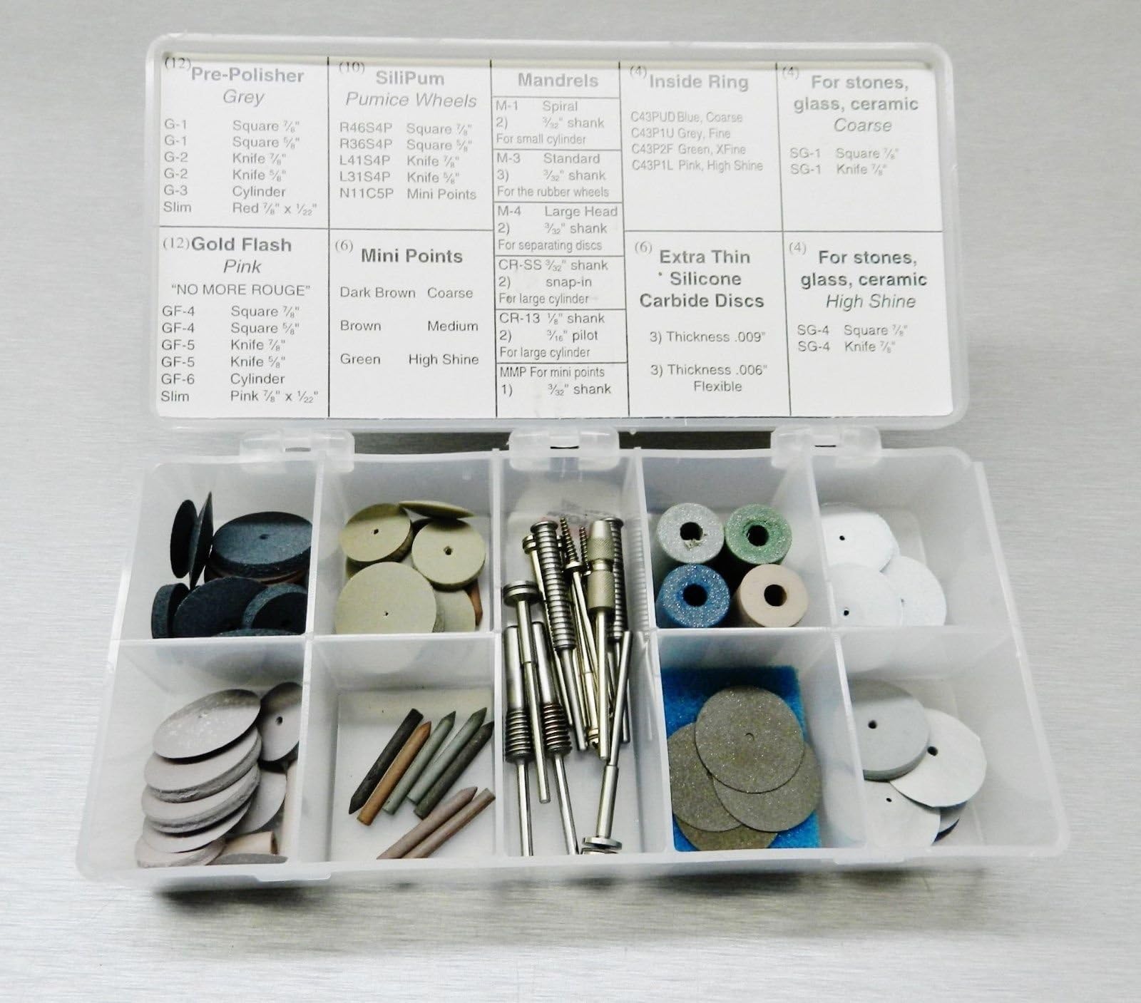 PACIFIC ABRASIVE SILICONE KIT POLISHING PRECIOUS & SEMI-PRECIOUS METALS 70 Piece (10 E)