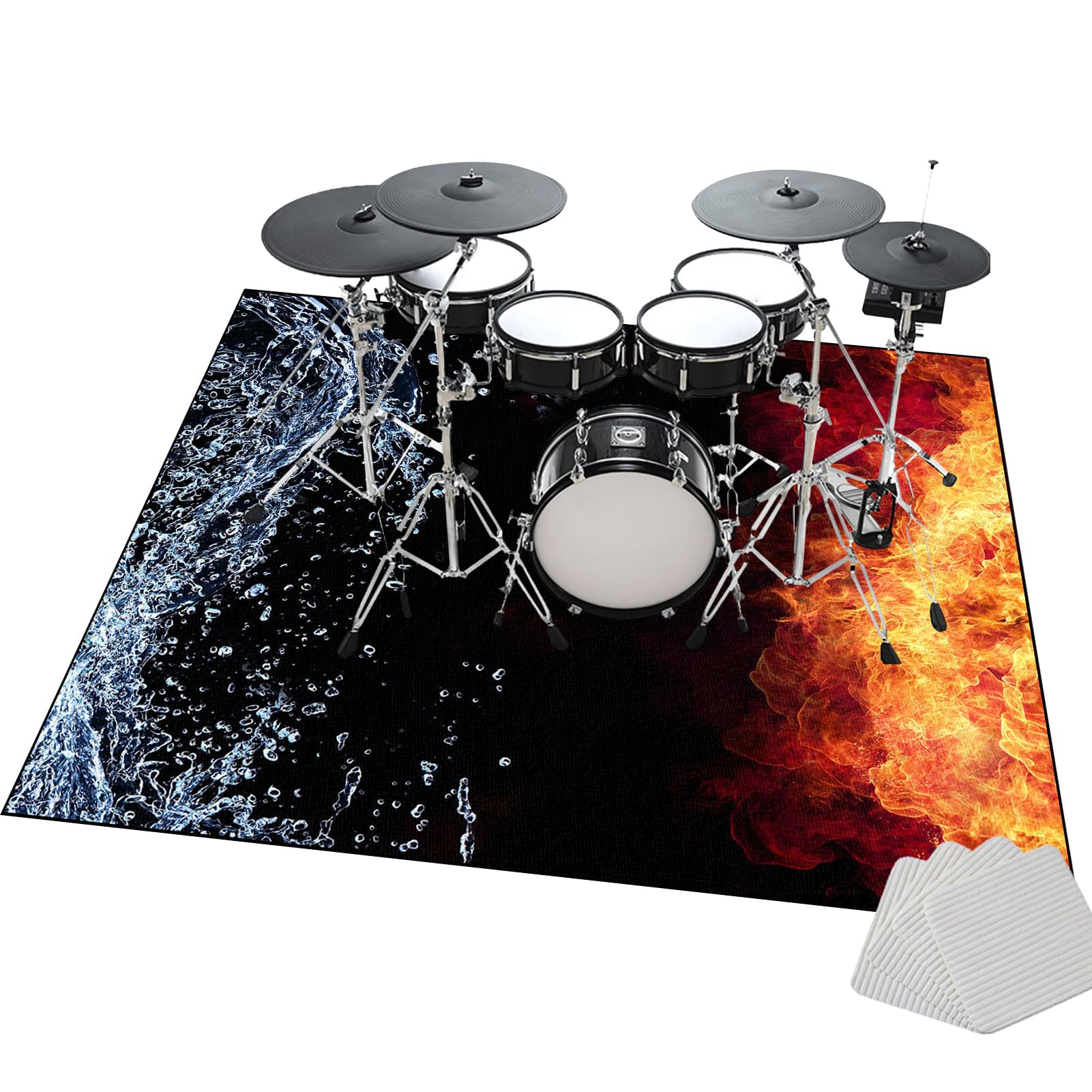 Elektrisches Schlagzeug Teppich, Drum Teppich, Professionelles Rechteckiges Elektronisches Jazz Schlagzeug Kit, rutschfeste Trommel Teppiche, Schallschutzteppich für Studio, Wohnung 160 x 120 cm