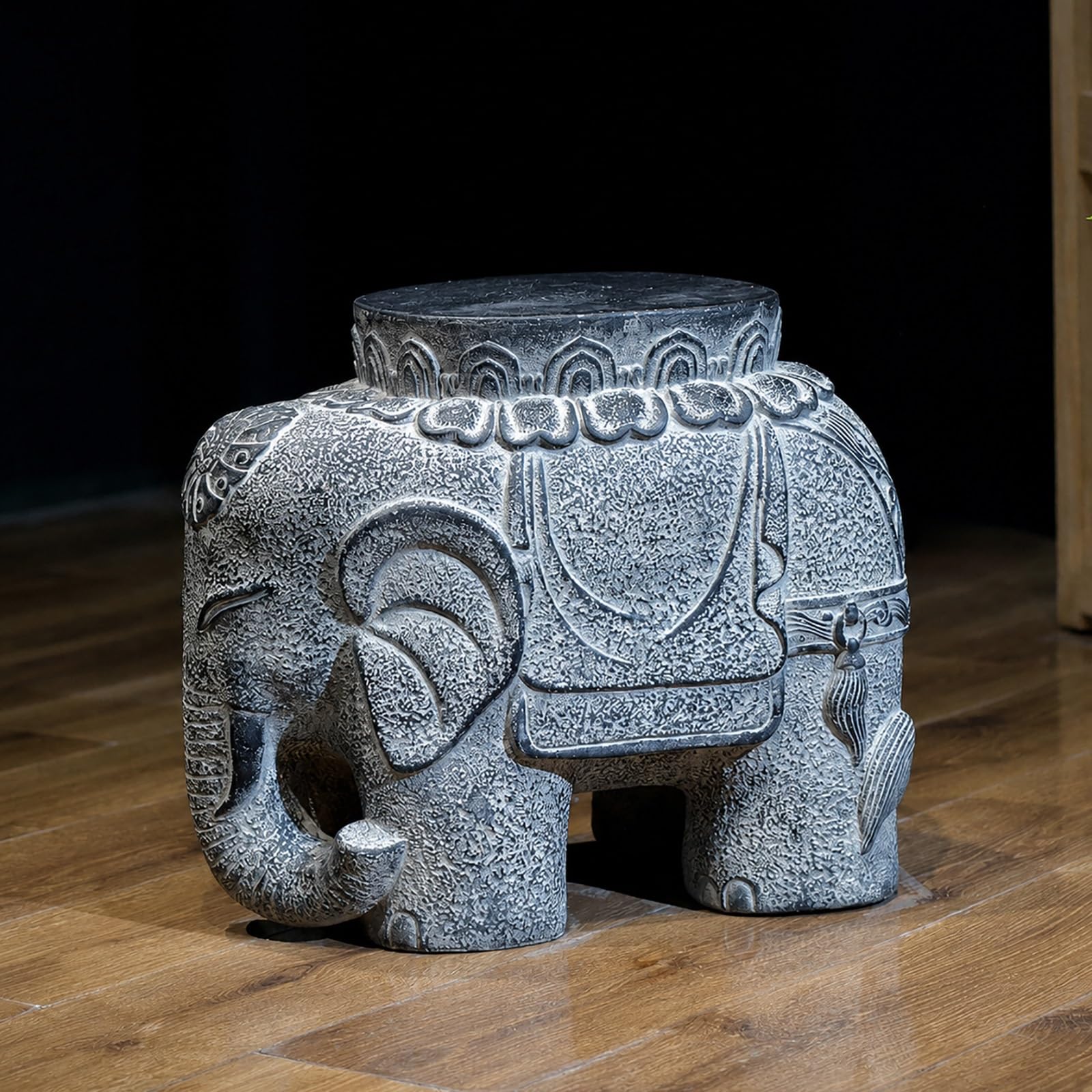 Tabouret éléphant résine support plantes intérieur extérieur