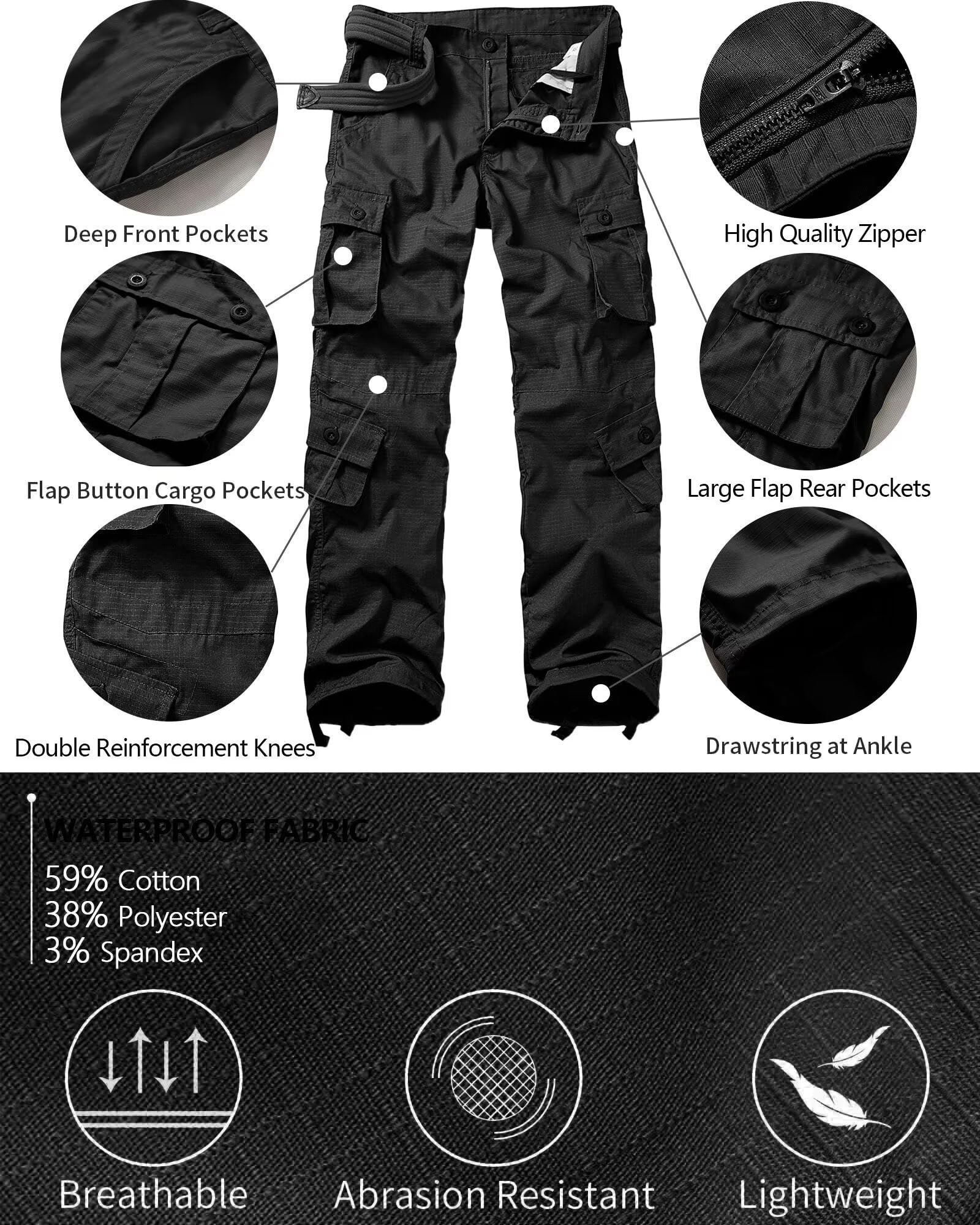 Męskie spodnie trekkingowe Ripstop Wild Cargo Pants Army Camo Combat Casual spodnie robocze z 8 kieszeniami