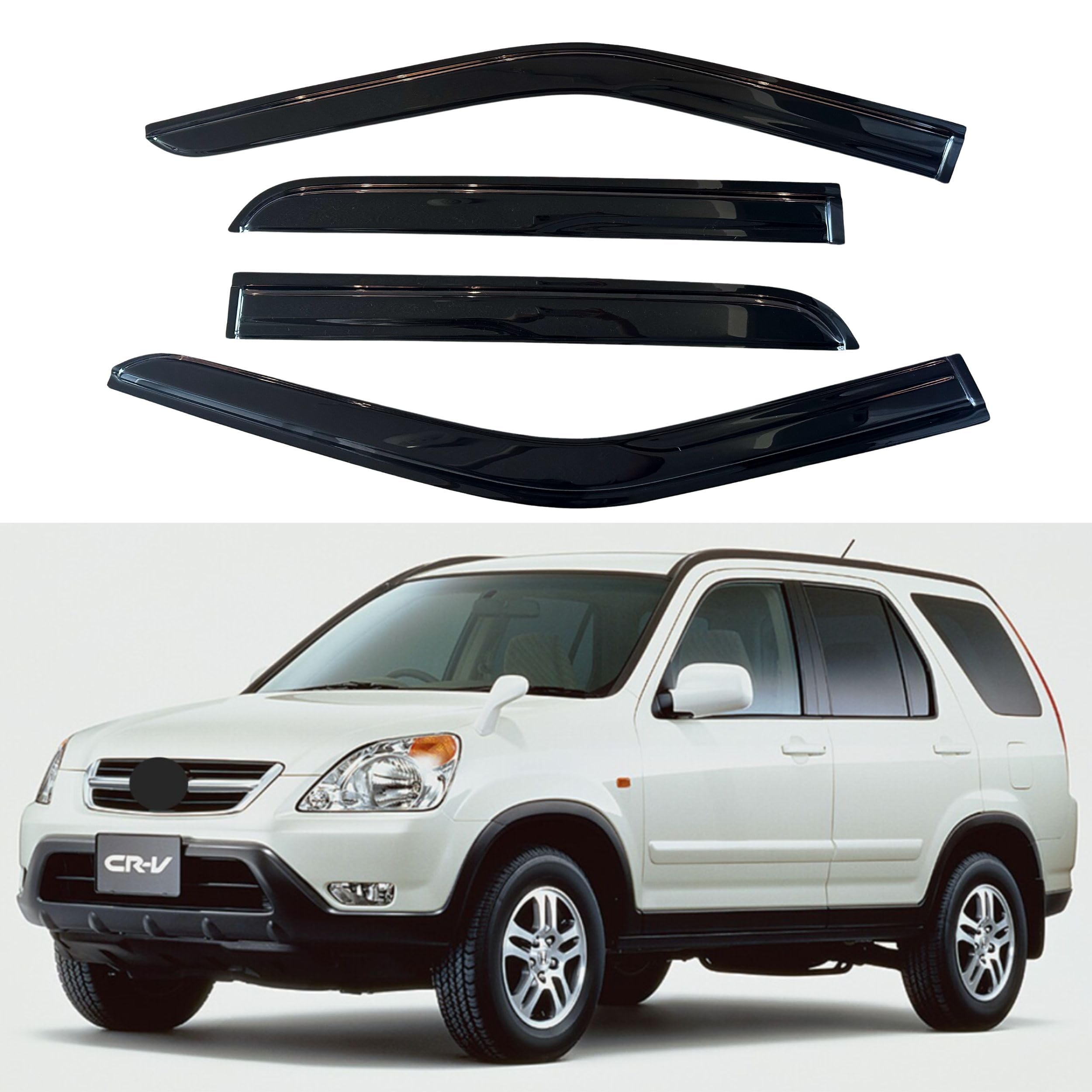 IG Window Visor for Honda CR-V (CRV) 1997-2001, Rain Guard Tape-On Extra Durable Sun Wind Side Vent Window Deflector Mugen Style, 1997 1998 1999 2000