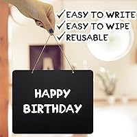 Vista 4 de Letreros colgantes de pizarra de doble cara de madera borrable, rectangular, pequeña, vintage, rústica, pizarra, para boda, bar, restaurante