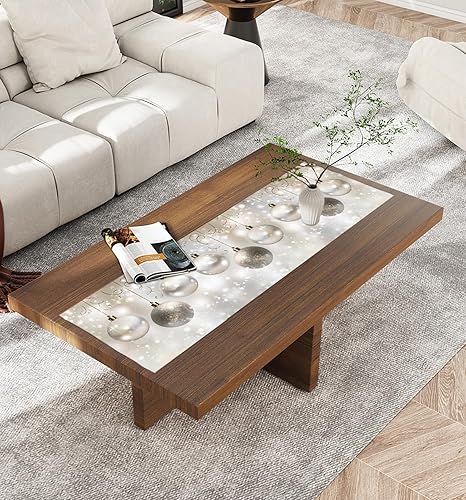 Miniatura 2 de Camino de mesa de bolas de Navidad de 36 pulgadas cortas, algodón y lino pequeño, cocina, comedor, mesa auxiliar, decoración de tocador, camino de