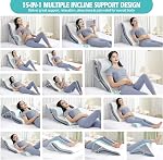 Wedge Pillow for Sleeping, Orthopedic Bed Wedge Pillow Set, 15-in-1 Adjustable Memory Foam Wedge Pillow Post Surgery, 9 &16 & 20 inch Height 3-in-1 Incline Pillows Wedges for Acid Reflux/Snoring