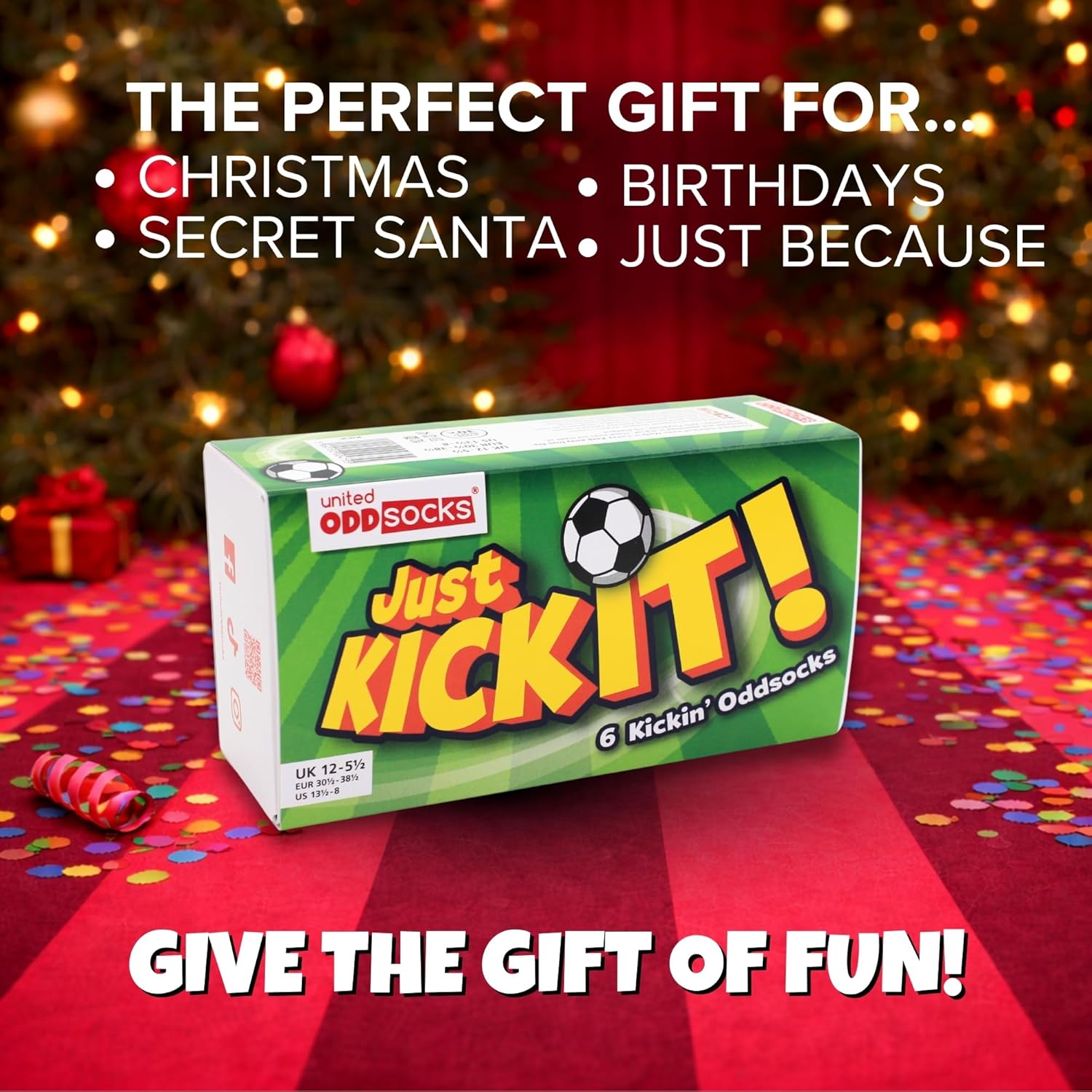 Just Kick It - Box of 6 Oddsocks For Boys - US 13.5-7 UK 12-6 EUR 30.5-39