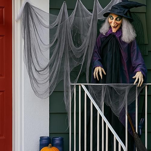 Miniatura 51 de Boao Paño de queso de Halloween para manualidades, tela de gasa de muselina de algodón grande para fiesta de Halloween, decoración de fiesta