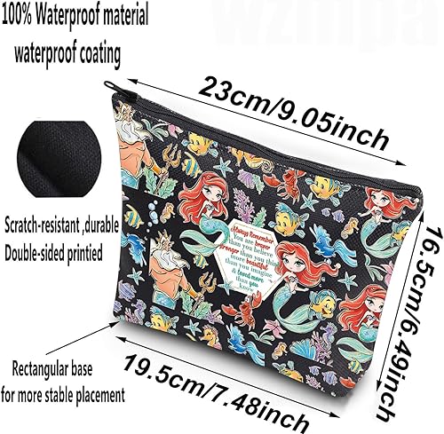 Miniatura 2 de WZMPA Sirena Ariel Bolsa de Cosméticos Sirena Princesa Regalo You Are Braver Stronger Beautiful Than You Know Ariel Bolsa de maquillaje con