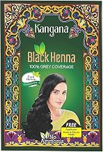 KANGANA Natural Black Henna Powder, 6 Pouches, 60 g (2.11 Oz), Natural Grey Coverage, Artificial Color Free, Enriched with Amla, Aloe Vera, Hibiscus and Shikakai, Unisex