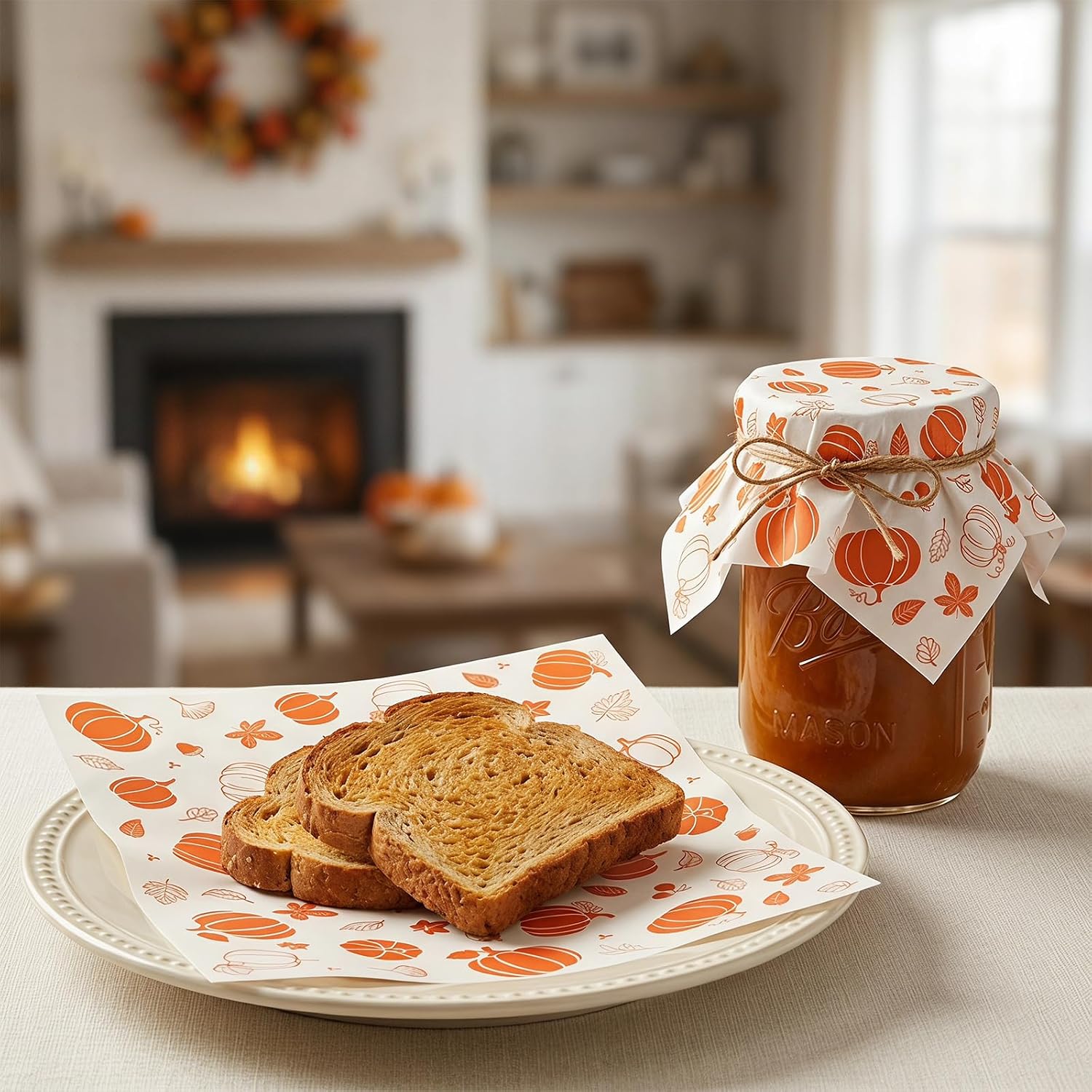 Fancy Land 100Pcs Fall Pumpkin Wax Paper Sheets Parchment Paper for Food