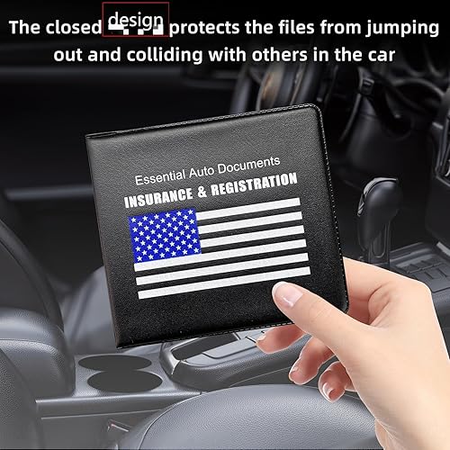 Miniatura 4 de Augeny 2 soportes para registro y seguro de automóvil, organizadores de documentos de licencia de vehículo con cierre, accesorios esenciales para