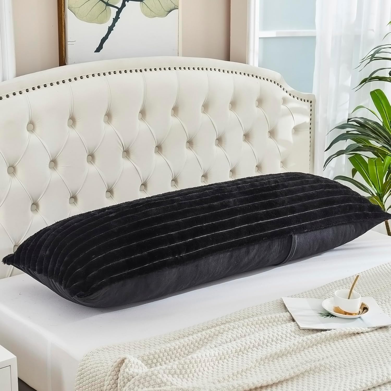 Yaoshuho Furry Faux Rabbit Fur Body Pillow Case Cover