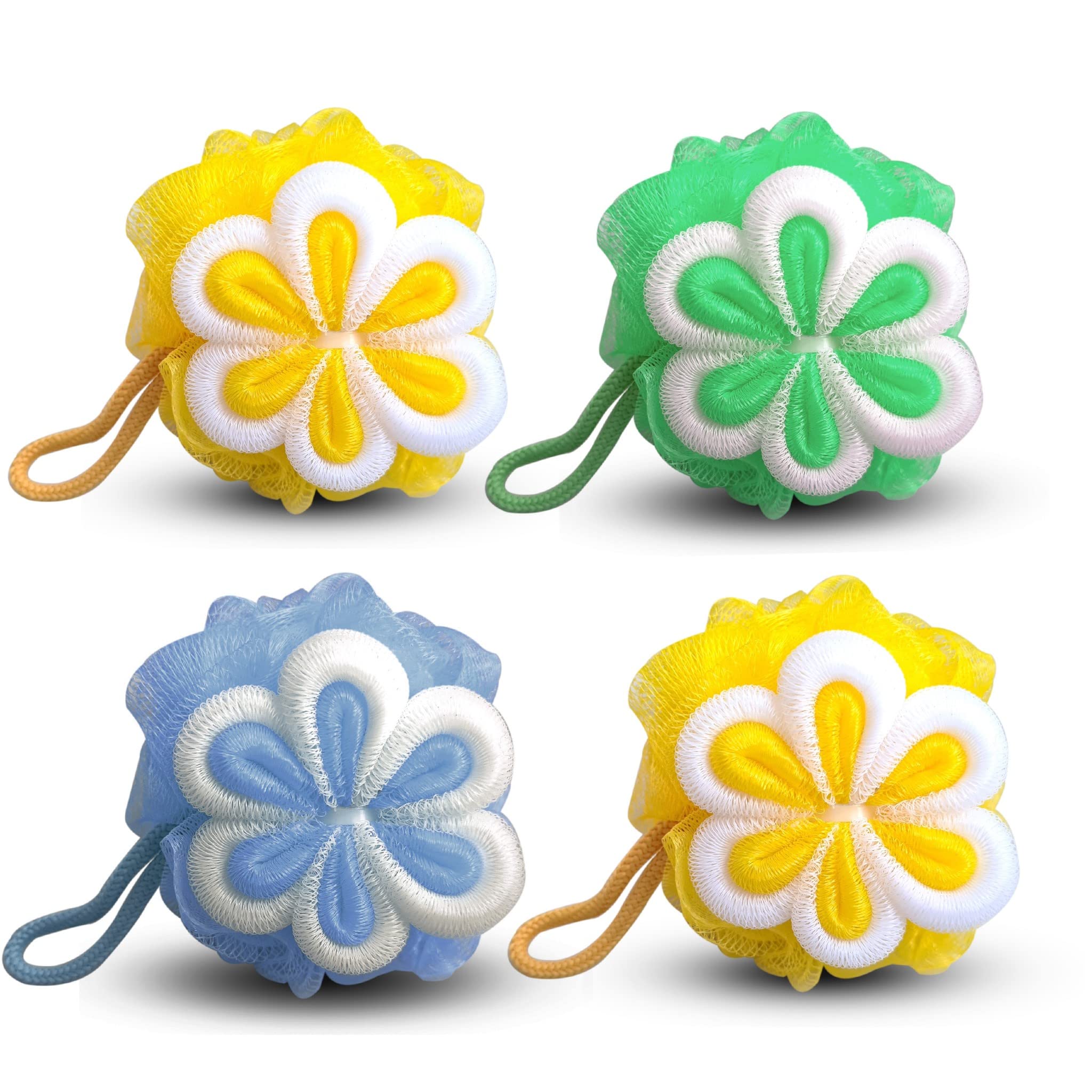Majestique Floral Loofah Body Scrubber for Bathing – Soft Exfoliating Bath Sponge for Women & Men, Gentle Shower Loofah for Daily Body Wash & Deep Cleansing – Combo Pack of 4-image-29