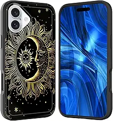 Capa para iPhone 17, [Teste de queda de grau militar] Capa protetora resistente à prova de choque resistente para iPhone 17 6,3 polegadas 2025, sol lua estrela